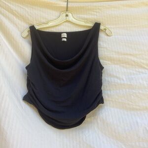 Wilfred Black Drape-Neck Cropped Tank Top, size medium